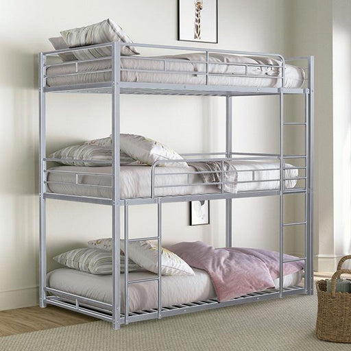 Felgu Triple Twin Metal Bunkbed - Marjories Furniture (Las Vegas, NV)