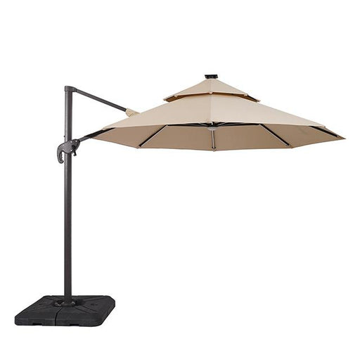 Fera 10 Ft Round Umbrella w/ LED Bulb + 37" Large Base - Marjories Furniture (Las Vegas, NV)