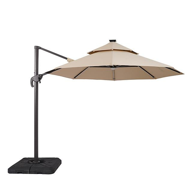 Fera 10 Ft Round Umbrella w/ LED Bulb + 37" Large Base - Marjories Furniture (Las Vegas, NV)