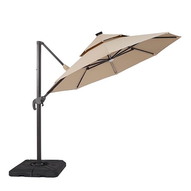 Fera 10 Ft Round Umbrella w/ LED Bulb + 37" Large Base - Marjories Furniture (Las Vegas, NV)