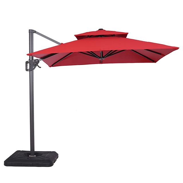 Fida 8 Ft Square Umbrella w/ Double Top + 37" Large Base - Marjories Furniture (Las Vegas, NV)