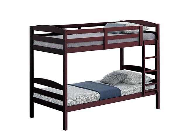 Finsbury Twin Twin Bunk Bed Espresso, Grey & White - Marjories Furniture (Las Vegas, NV)