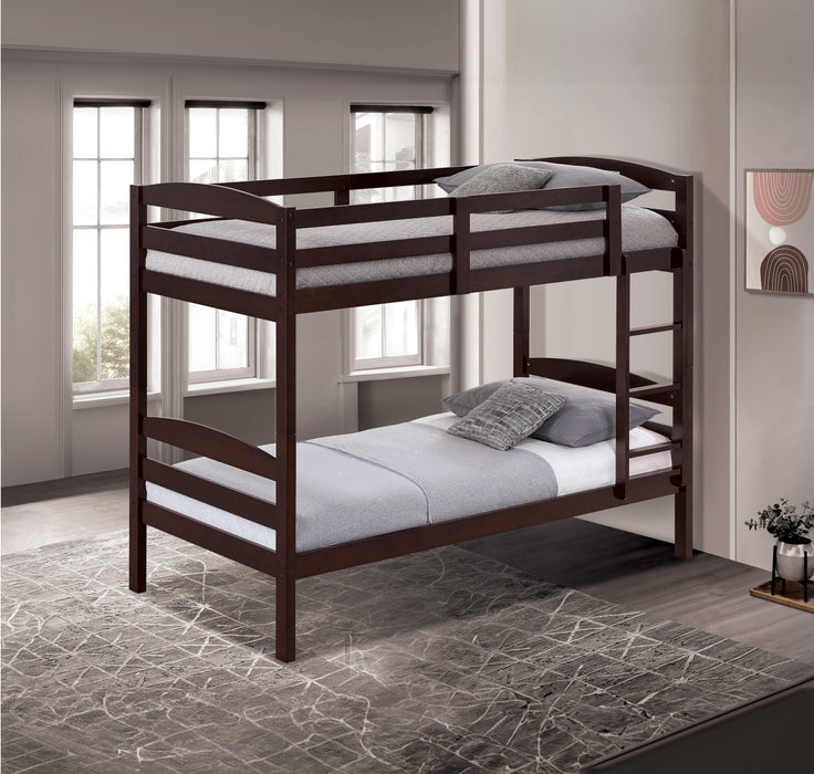 Finsbury Twin Twin Bunk Bed Espresso, Grey & White - Marjories Furniture (Las Vegas, NV)
