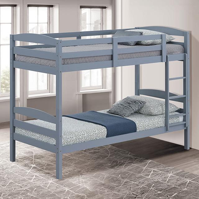 Finsbury Twin Twin Bunk Bed Espresso, Grey & White - Marjories Furniture (Las Vegas, NV)