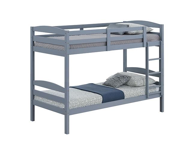 Finsbury Twin Twin Bunk Bed Espresso, Grey & White - Marjories Furniture (Las Vegas, NV)