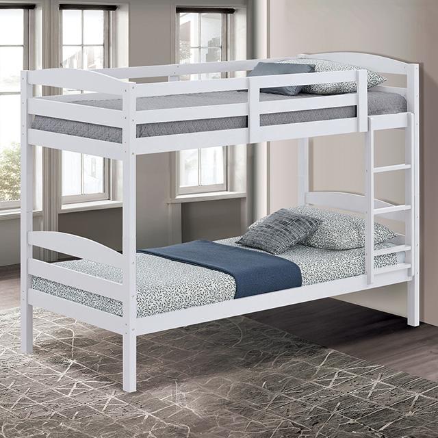 Finsbury Twin Twin Bunk Bed Espresso, Grey & White - Marjories Furniture (Las Vegas, NV)