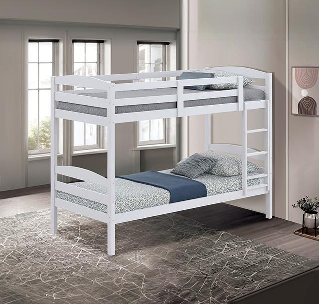 Finsbury Twin Twin Bunk Bed Espresso, Grey & White - Marjories Furniture (Las Vegas, NV)