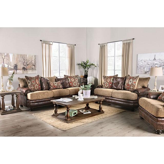 Fletcher Brown/Tan Sofa - Marjories Furniture (Las Vegas, NV)