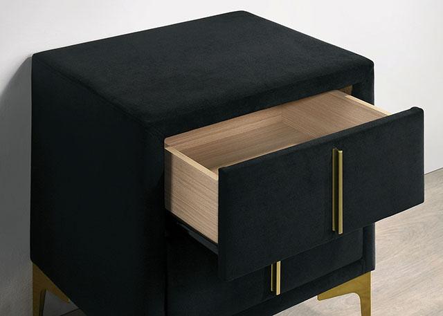 FLORIZEL Night Stand, Black - Marjories Furniture (Las Vegas, NV)