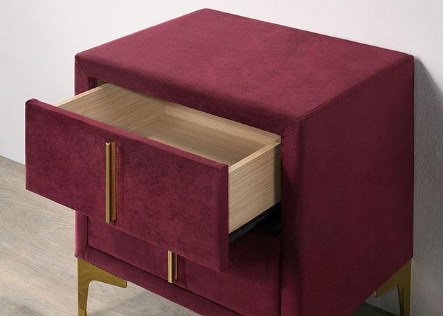 FLORIZEL Night Stand, Red - Marjories Furniture (Las Vegas, NV)