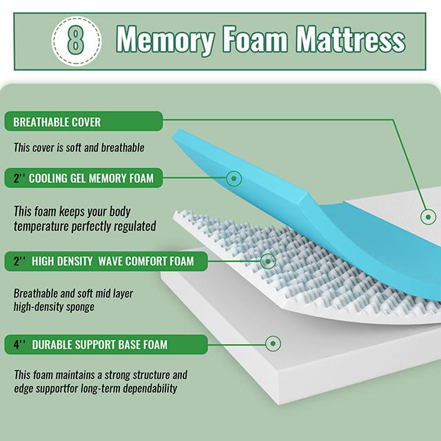 Coreopsis 8" Queen Memory Foam Wave Comfort - Marjories Furniture (Las Vegas, NV)