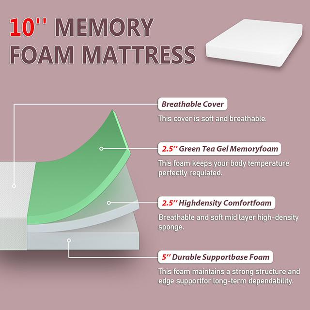 Forsythia 10" Queen Green Tea Gel Memory Foam - Marjories Furniture (Las Vegas, NV)
