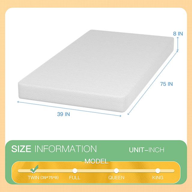 Forsythia 8" Twin Green Tea Gel Memory Foam - Marjories Furniture (Las Vegas, NV)