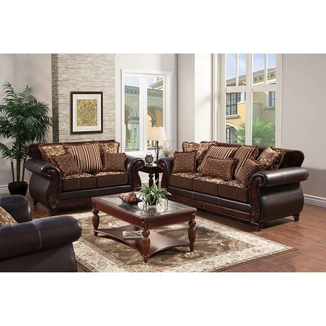 Franklin Dark Brown/Tan Sofa, Dark Brown - Marjories Furniture (Las Vegas, NV)