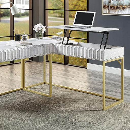 FREIBURG Corner Desk, Antique White - Marjories Furniture (Las Vegas, NV)
