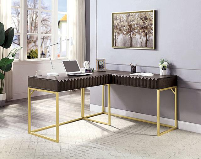 FREIBURG Corner Desk, Walnut - Marjories Furniture (Las Vegas, NV)