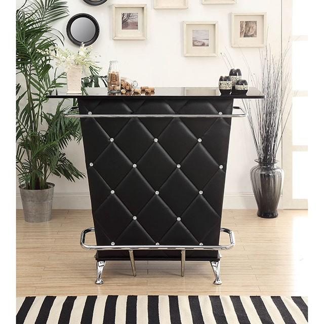 Fuero Black/Chrome Bar Table (K/D) - Marjories Furniture (Las Vegas, NV)