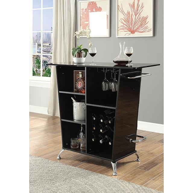 Fuero Black/Chrome Bar Table (K/D) - Marjories Furniture (Las Vegas, NV)