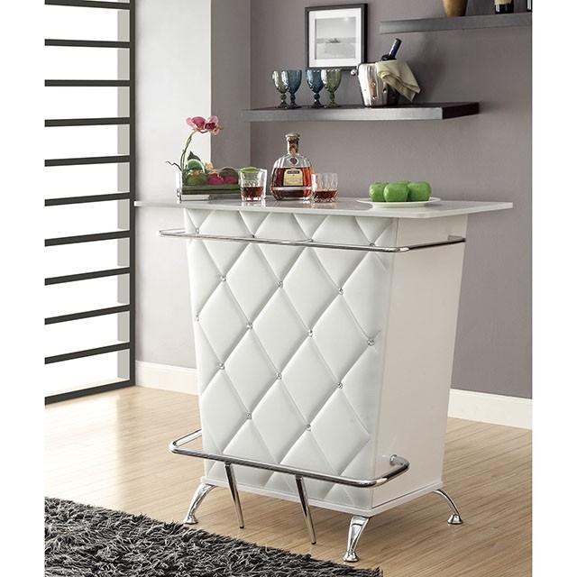 Fuero White/Chrome Bar Table (K/D) - Marjories Furniture (Las Vegas, NV)