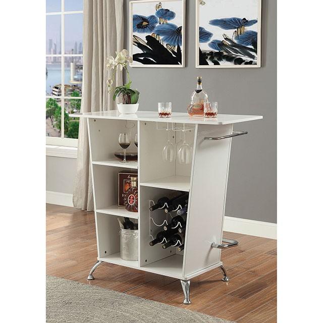 Fuero White/Chrome Bar Table (K/D) - Marjories Furniture (Las Vegas, NV)