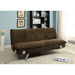 GALLAGHER Dark Brown/Chrome Futon Sofa w/ Bluetooth Speaker, Brown - Marjories Furniture (Las Vegas, NV)