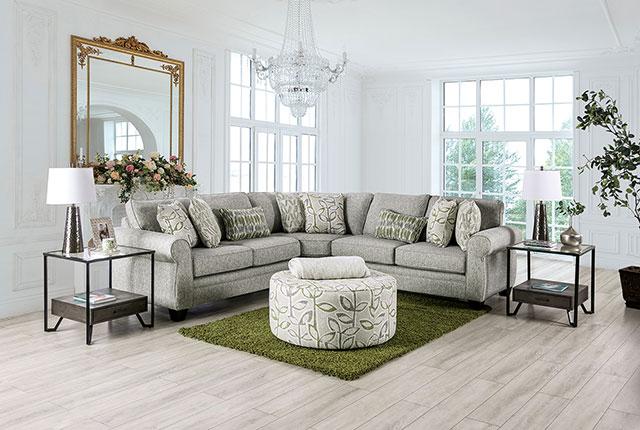GARDNER Ottoman, Gray/Green - Marjories Furniture (Las Vegas, NV)