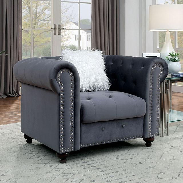 GIACOMO Chair, Gray - Marjories Furniture (Las Vegas, NV)