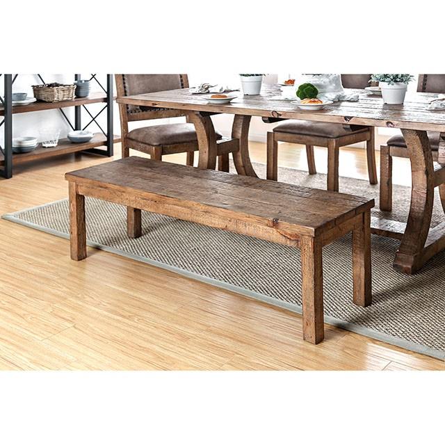 GIANNA Rustic Pine Wooden Bench - Marjories Furniture (Las Vegas, NV)