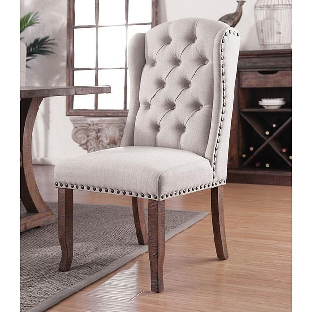 Gianna Rustic Pine/Ivory Wingback Chair (2/CTN) - Marjories Furniture (Las Vegas, NV)