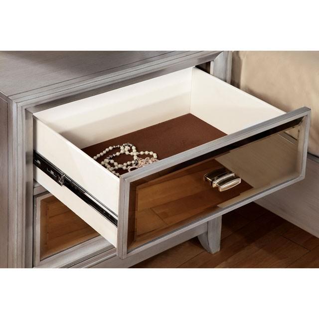 Golva E.King & Queen Bed White & Silver - Marjories Furniture (Las Vegas, NV)