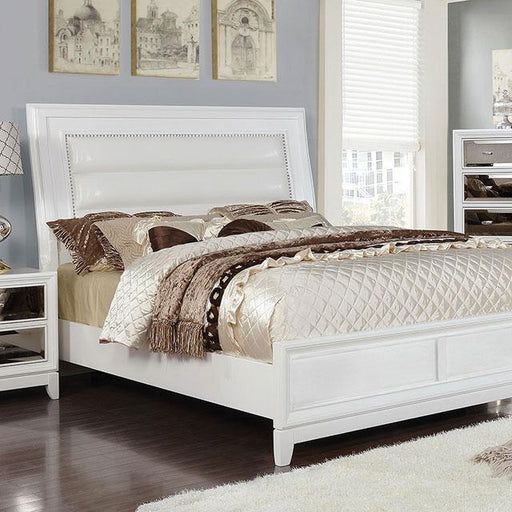 Golva E.King & Queen Bed White & Silver - Marjories Furniture (Las Vegas, NV)