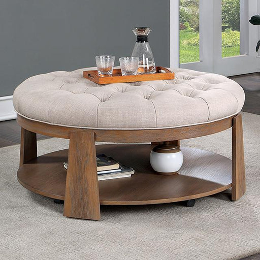 GUIS Round Coffee Table, Beige - Marjories Furniture (Las Vegas, NV)