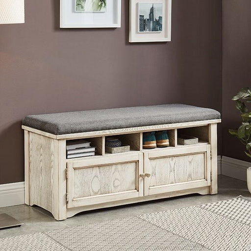 Gwebdolyn Weather White Shoe Bench - Marjories Furniture (Las Vegas, NV)