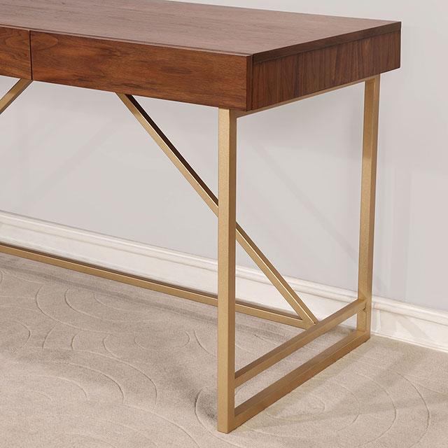 Halstein Light Walnut/Gold Desk - Marjories Furniture (Las Vegas, NV)