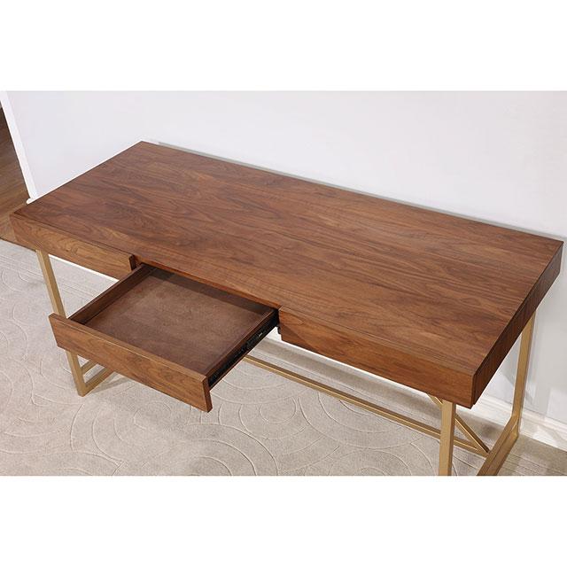 Halstein Light Walnut/Gold Desk - Marjories Furniture (Las Vegas, NV)