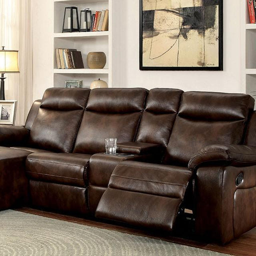 Hardy Brown Sectional w/ Console, Brown - Marjories Furniture (Las Vegas, NV)