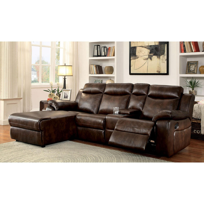 Hardy Brown Sectional w/ Console, Brown - Marjories Furniture (Las Vegas, NV)