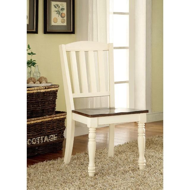 HARRISBURG Vintage White/Dark Oak Side Chair (2/CTN) - Marjories Furniture (Las Vegas, NV)