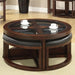 Crystal Cove II Dark Walnut Round Coffee Table w/ 4 Stools - Marjories Furniture (Las Vegas, NV)