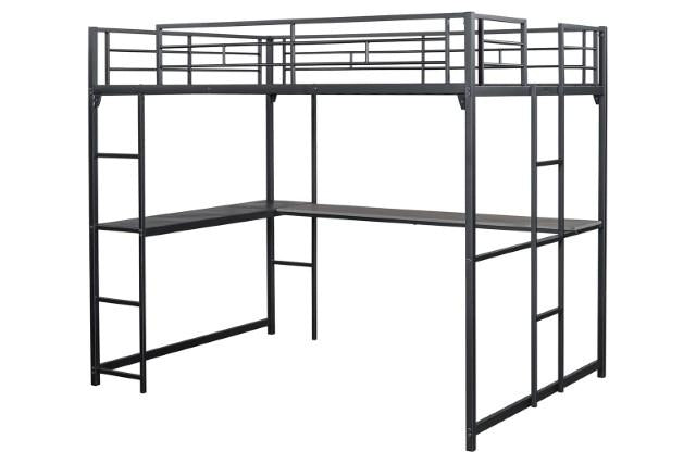 Cybill Full Loft Bed White, Silver, & Black - Marjories Furniture (Las Vegas, NV)