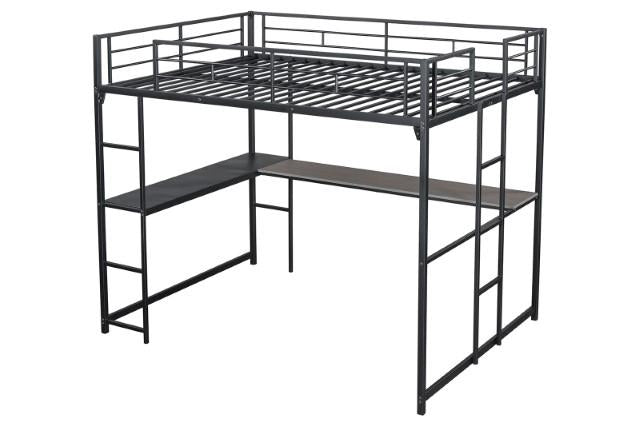 Cybill Full Loft Bed White, Silver, & Black - Marjories Furniture (Las Vegas, NV)