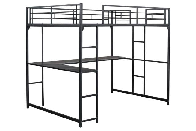 Cybill Full Loft Bed White, Silver, & Black - Marjories Furniture (Las Vegas, NV)