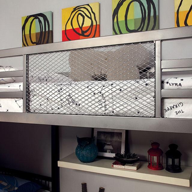BALLARAT Silver Triple Twin Bunk Bed w/ Desk - Marjories Furniture (Las Vegas, NV)