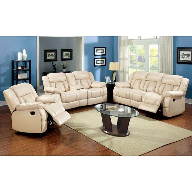Barbado Ivory Sofa w/ 2 Recliners - Marjories Furniture (Las Vegas, NV)