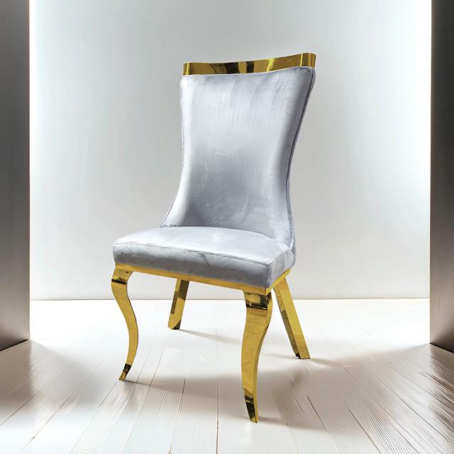 Basilicata Gold Chair (2/CTN) White, Gray, & Black - Marjories Furniture (Las Vegas, NV)