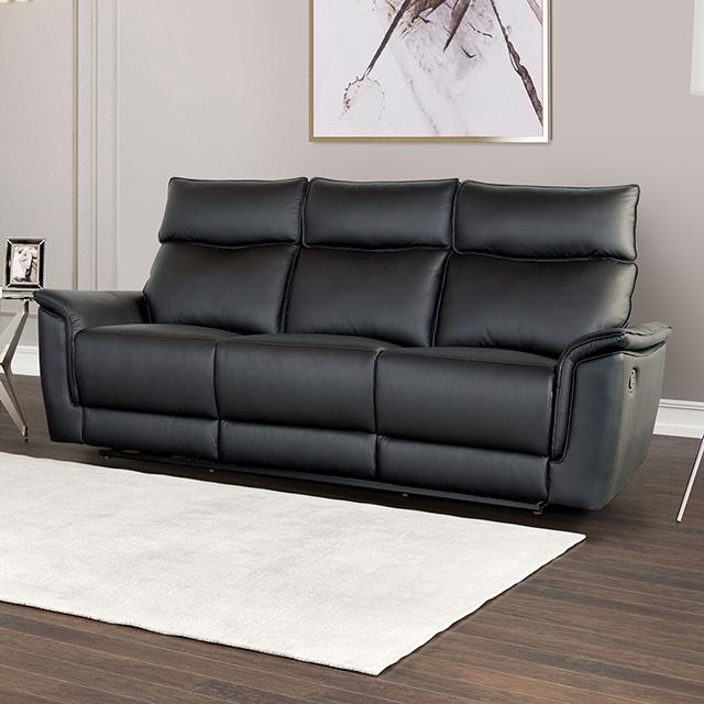 Bienne Sofa Manual Recliner White & Black - Marjories Furniture (Las Vegas, NV)