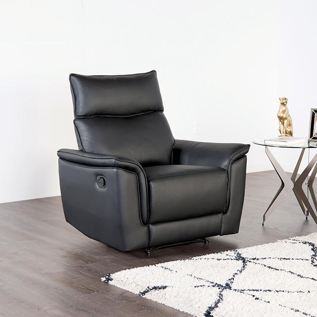 Bienne Recliner Chair White & Black - Marjories Furniture (Las Vegas, NV)