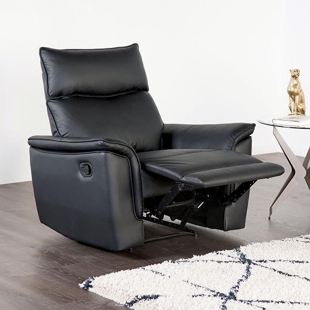 Bienne Recliner Chair White & Black - Marjories Furniture (Las Vegas, NV)