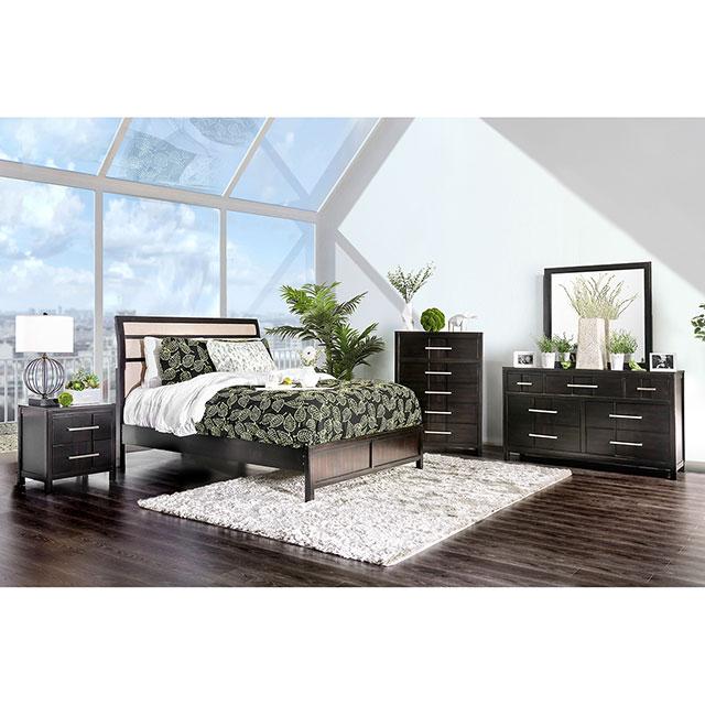 Berenice Espresso Night Stand White, Gray, & Espresso - Marjories Furniture (Las Vegas, NV)