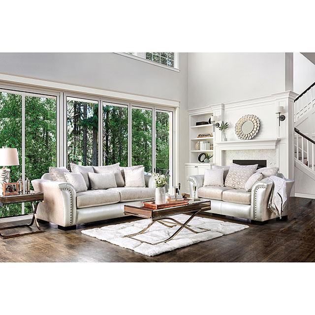 Benigno Love Seat Silver & Gray - Marjories Furniture (Las Vegas, NV)